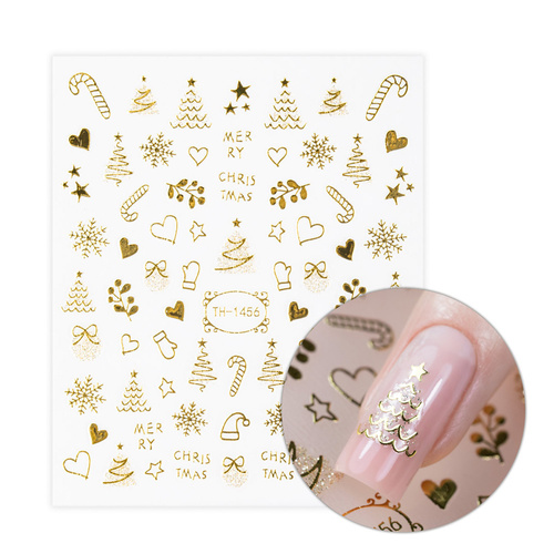 MollyNails TH-1456 self-adhesive Christmas gold nail stickers