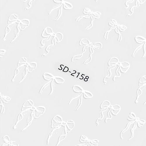 5D наклейки на нігті, самоклейні бантики, білі, SD-2158 MollyNails