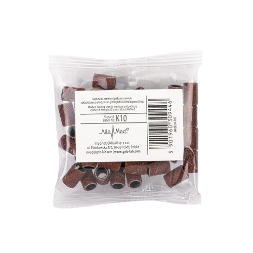 Cappucci per manicure e pedicure, mandrini, inserti abrasivi, cilindro da 6 mm, grana 80, AlleMed, marroni, 50 pezzi