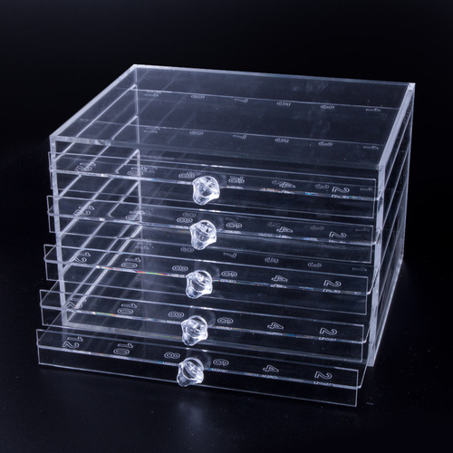 Acrylic cassette stand with drawers for tips or templates