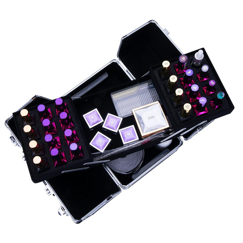 Cosmetic case M for nail polish, silver with silver fittings