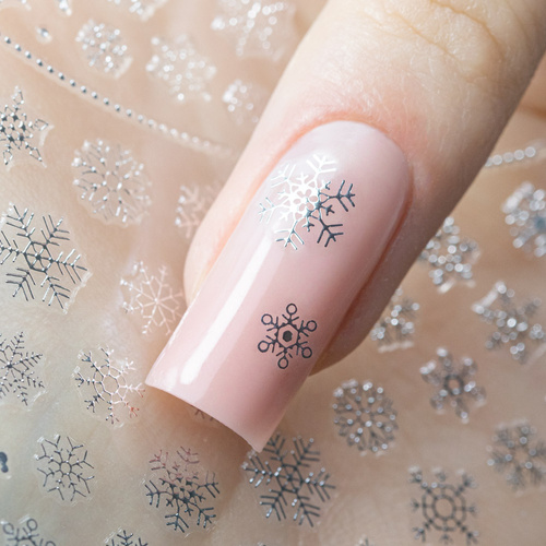 Naklejki do paznokci cienkie samoprzylepne świąteczne Molly Nails F282 srebrne