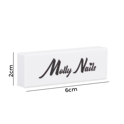 MollyNails Mini Double-Sided Buffer 100/180, White, 15-Pack