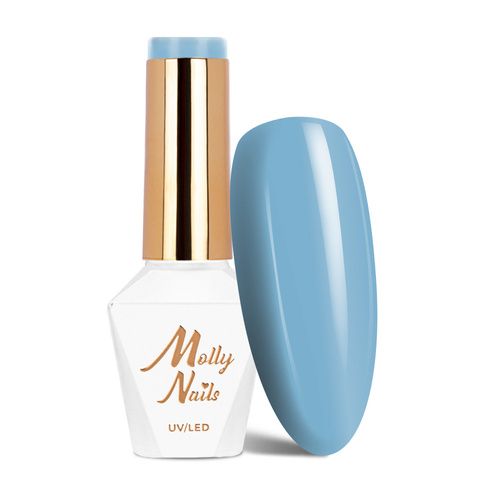 Vernis hybride MollyNails Blue Sky Baby Blue sans HEMA/Di-HEMA, 8 g, n° 110