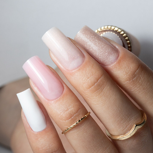 11 + 1 gratis. Gel acrílico Polygel, gel de construcción para extensiones AcrylGel Molly Nails, sin HEMA ni Di-HEMA, Pink Sparkle, 30 ml