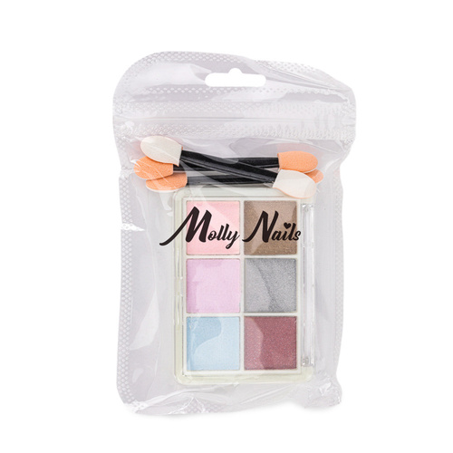 Pyłek do paznokci efekt lustra kasetka 6 kolorów Molly Nails Nr 1