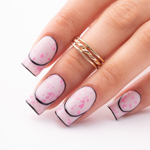 10 + 1 gratis Milchfarbene Kautschukbasis „Flakes Rubber Base Milk&Pink“ von MollyLac, HEMA-frei, 10 Gramm