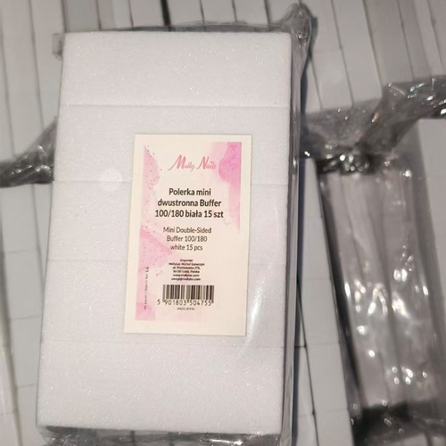 Polerka mini dwustronna Buffer 100/180 MollyNails biała 15 szt