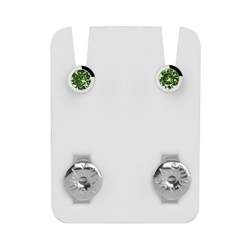 Kolczyki Studex Plus peridot w oprawie srebrne