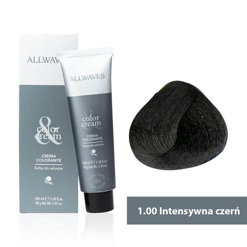 Allwaves Cream Color Haarfarbe, Intensives Schwarz 1,00 100 ml
