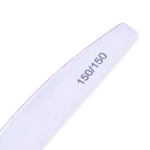 Lima de uñas en forma de barquito, blanca con el centro rosa, 150/150, paquete de 10 unidades