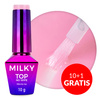 10+1 gratis Top Milky MollyNails, smalto lattiginoso no-wipe senza risciacquo, Milky Pink, senza HEMA/Di-HEMA, 10 g