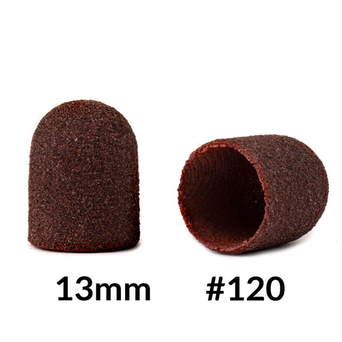 Kapturki ścierne do pedicure z bawełnianym środkiem 13mm gradacja 120 brązowe AlleMed 10 szt