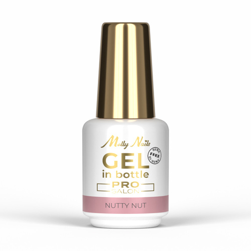 10 + 1 gratis: Gel de construcción en botella con pincel «Gel in Bottle» de Molly Nails Pro Salon, tono Nutty Nut, sin HEMA ni Di-HEMA, 15 g