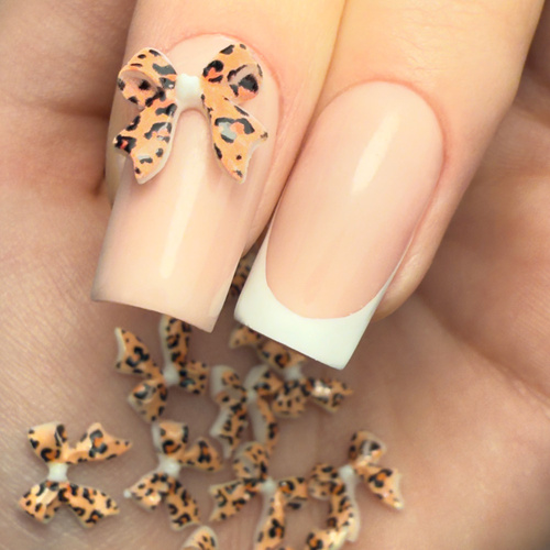 Набір прикрас у вигляді 3D-бантиків Molly Nails «леопардовий принт», 45 штук