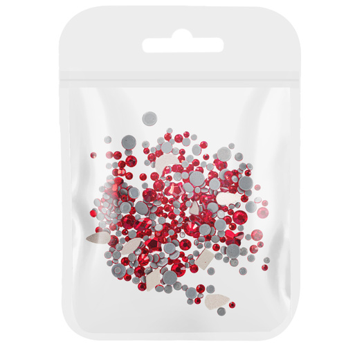 MollyNails Nagelverzierungen – Strasssteine, rot, gemischt, 150 Stück