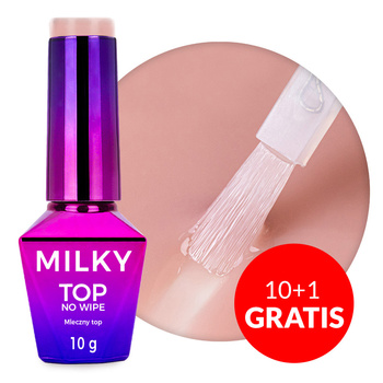 10+1gratis Top Milky MollyNails mleczny no wipe bez przemywania Milky Nude HEMA/Di-HEMA Free 10 g
