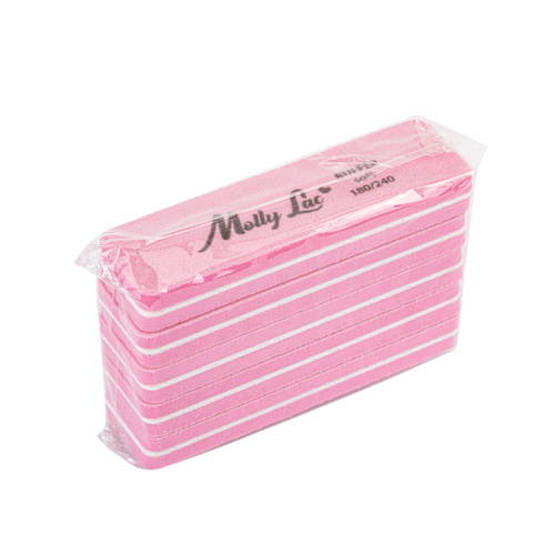 Polerka dwustronna Buffer mini szeroka Soft 180/240 różowa MollyLac 5szt
