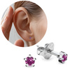 Studex Plus Pink Zirconia Earrings in Silver Claw Settings (r)