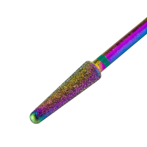 Fraise diamantée Unicorn arc-en-ciel cône arrondi vert n° 7