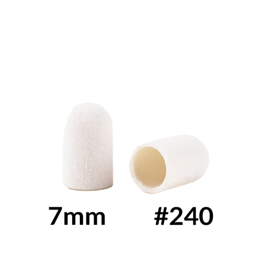 Pedicure caps 7 mm, 240 grit, 10 pcs, ABS Podo AlleMed, White