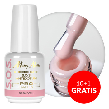 10+1 gratis Base in gomma per unghie flessibili da decorare S.O.S. Antidotum Pro Salon MollyNails Babydoll 15 g
