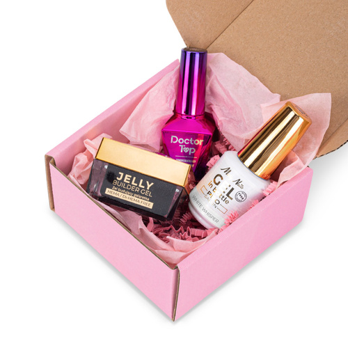 Molly Nails PRO MATCH SYSTEM 2+1 White Whisper: 2 geles de construcción + Doctor Top 10 g