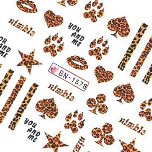 Water transfer nail stickers, leopard print BN-1578