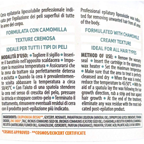 Cera depilatoria Arcocere con azuleno, lata de 400 ml