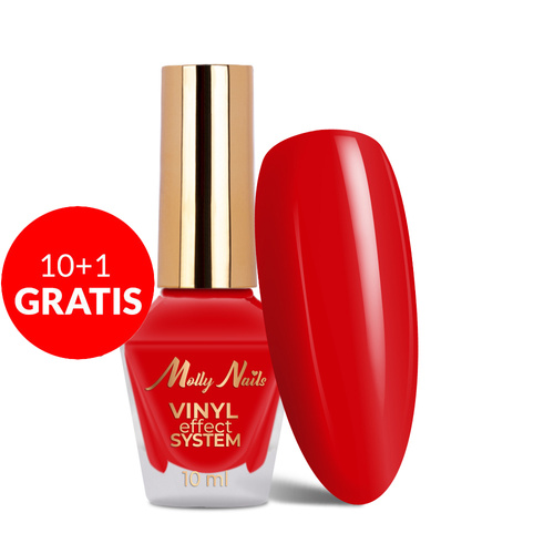 10 + 1 gratuit Vernis classique STEP 2 : Color Lacquer Vinyl Effect System MollyNails Fire Red 10 ml
