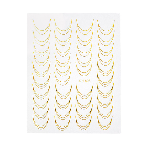 Self-adhesive nail stickers/ French/ French smile line 39 pcs gold DH-808