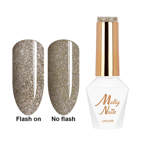 5+1gratis Lakier hybrydowy Molly Nails Flashing Lights 3 Honeywood HEMA/Di-HEMA Free 8g Nr 611