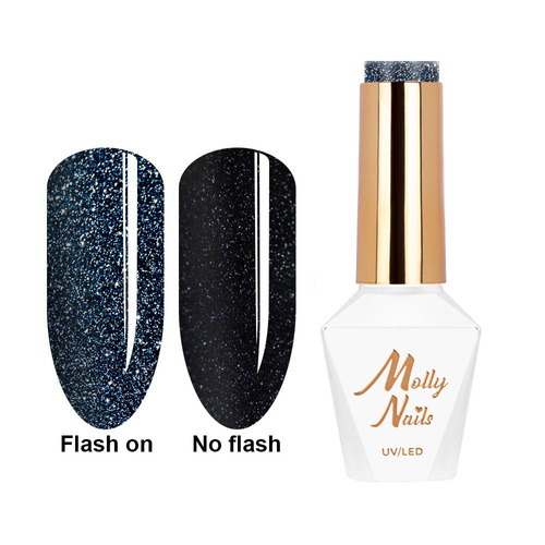 5 + 1 gratis. Esmalte híbrido Molly Nails Duo Flashing Lights Devil’s Night sin HEMA/Di-HEMA, 8 g, n.º 604