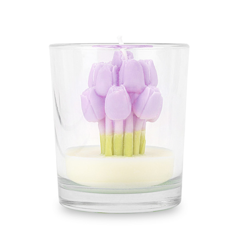 Duftkerze aus Sojawachs von MollyNails – „Strauß violetter Tulpen – Blue Haze“, 190 g