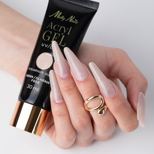 11+1gratis Akrylożel Polygel żel budujący do przedłużania AcrylGel Molly Nails HEMA/Di-HEMA Free Champagne Glow 30 ml