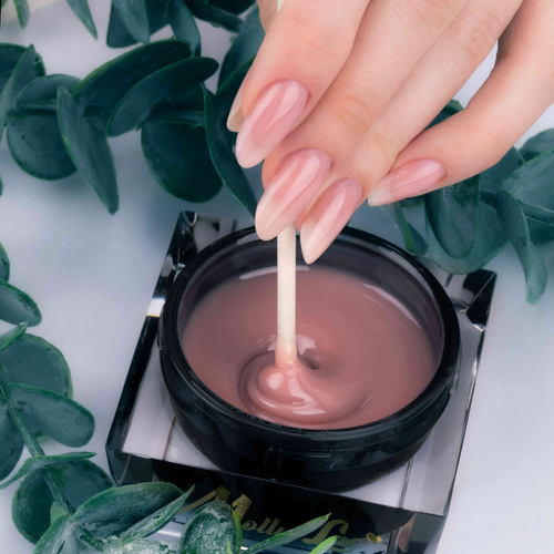 Gel de renforcement pour ongles sans HEMA/Di-HEMA, à l'huile d'arbre à thé MollyLac HerbaLine Shiny Flakes by Gosia Kruś 5 g