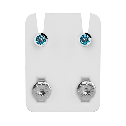Studex Plus Aquamarine Earrings in Solid Silver Settings (r)