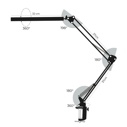 Lampka kosmetyczna biurkowa do manicure 12W czarna MT-328