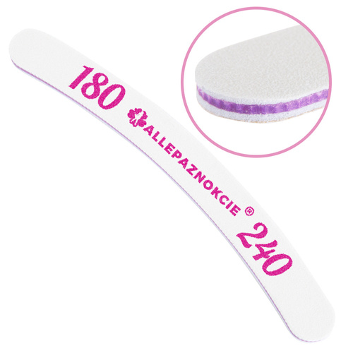 Lima de uñas Paquete seguro Allepaznokcie banana violeta medio 180/240 CU-04 Mejor calidad