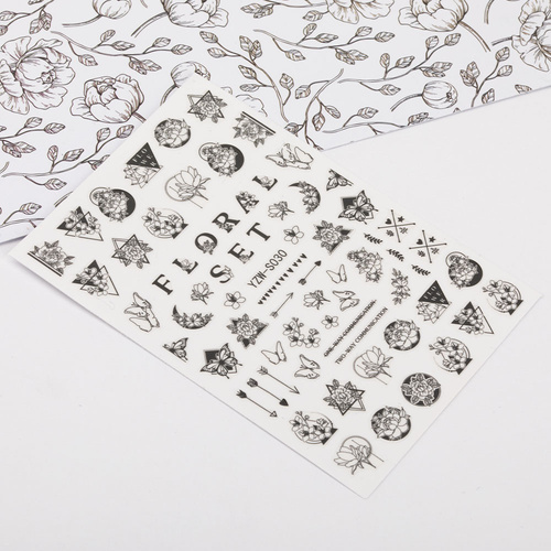Adhesivos para uñas con motivos florales YZW-S030