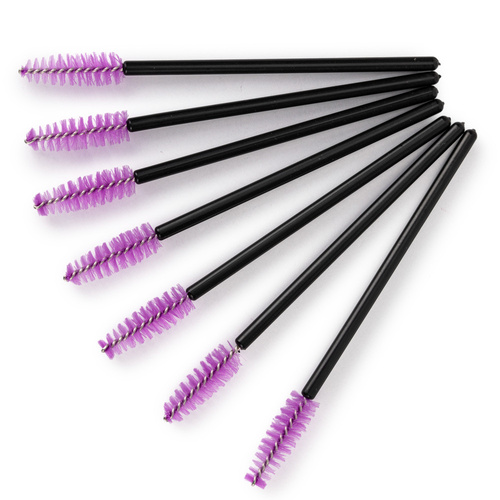 Brosse à cils violette avec manche noir, 50 pièces