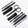 Zestaw 9 akcesoriów kosmetycznych do manicure, pedicure i regulacji brwi w korkowym etui - CC044