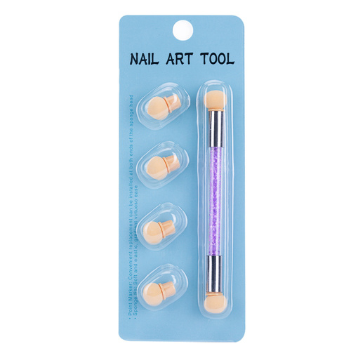 Pinceau éponge double face pour ombre et nail art, avec strass violets