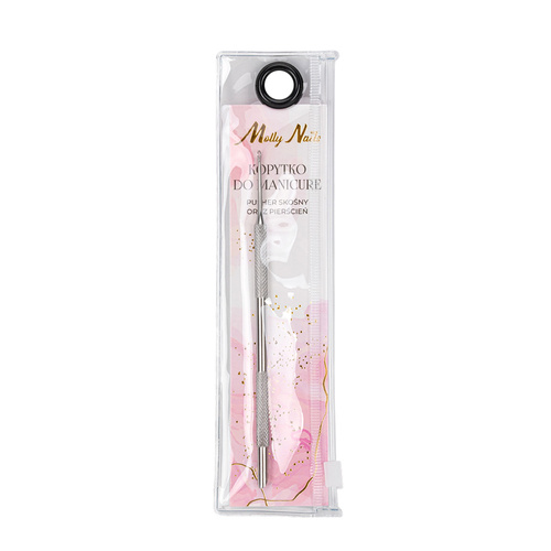 Kopytko do manicure Molly Nails pusher skośny oraz pierścień