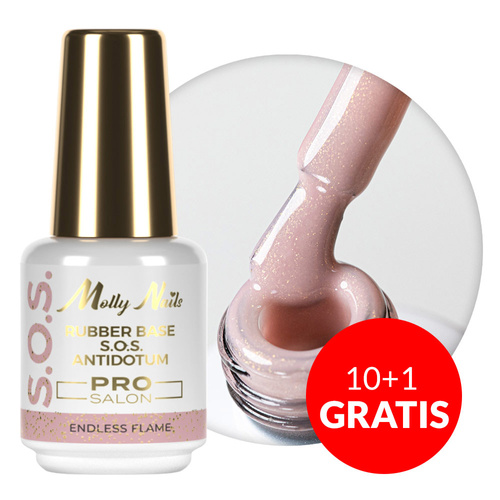 10+1 free Rubber base flexible nails for decorations S.O.S. Antidote Pro Salon MollyNails Endless Flame 15g