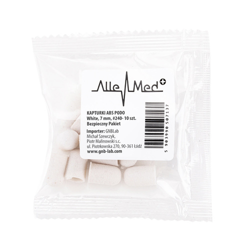Capuchons pour pédicure 7 mm, grain 240, 10 pièces, ABS, Podo AlleMed, blanc