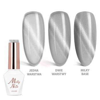 Магнітний гібридний лак з ефектом «котяче око» Cat Eye Crystal Water від MollyNails, без HEMA/Di-HEMA, 8 г, № 162