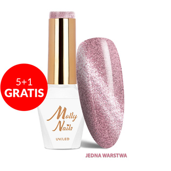 5+1gratis Lakier hybrydowy LED/UV Gel Polish Cat Eye Womanity Nr 441 Lipstick Molly Nails HEMA/Di-HEMA Free 8g