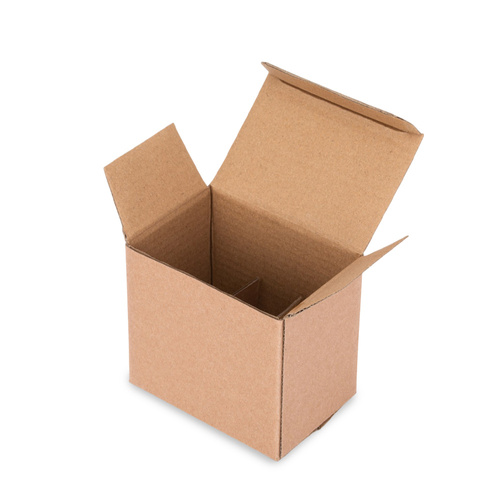 Geschneiderte Schutzverpackung aus Karton für Kosmetika mit Gittereinsatz für 6 Flaschen, braun