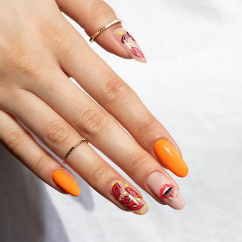 5+1gratis Lakier hybrydowy Molly Nails Neons Neon Red HEMA/Di-HEMA Free 8g Nr 77
